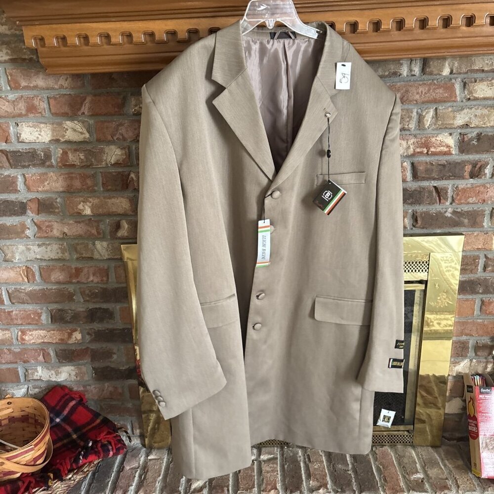 Luighi Balini Light Brown Overcoat Size 54 NWT Hand Tailored